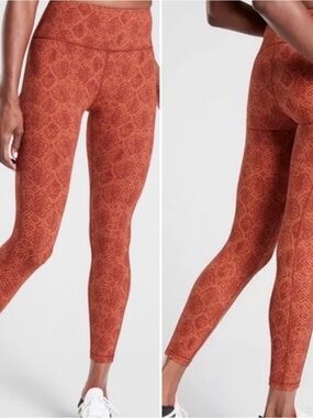 Athleta Ultimate 7/8 Rust Snake-Print Leggings
